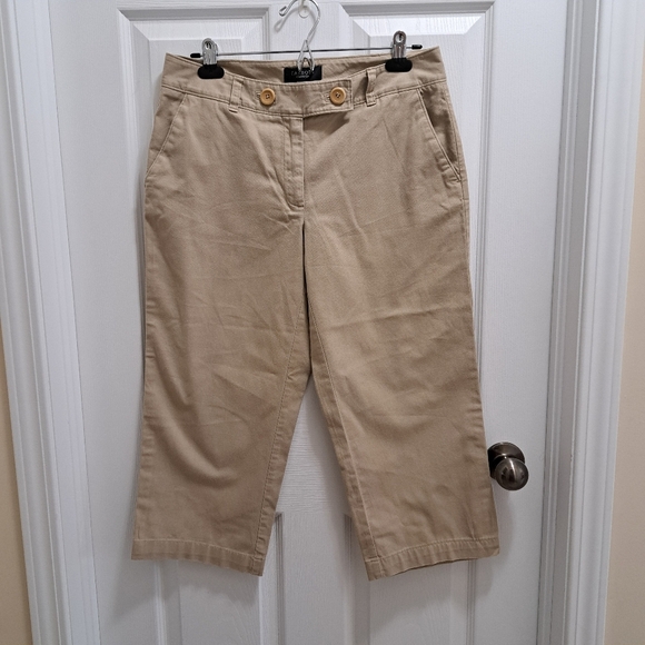 Talbots Cropped Pant Wide Leg Capri Length Women's Size 8 Khaki Beige - Picture 1 of 12